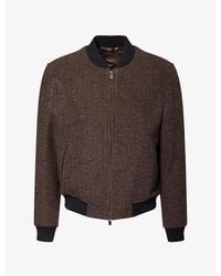 Corneliani - Herringbone Wool-Blend Bomber Jacket - Lyst