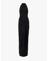 Alaïa - Halterneck Slim-fit Stretch-woven Maxi Dress - Lyst