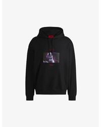 HUGO - Drawstring-Hood Graphic-Print Cotton-Jersey Hoody - Lyst