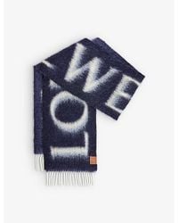 Loewe - Vy/grey Anagram-patch Logo Wool And Mohair-blend Scarf - Lyst