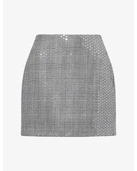 David Koma - Checked Sequin-Embellished Wool Mini Skirt - Lyst