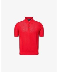 Drake's - Waffle-Knit Short-Sleeve Cotton Polo Shirt - Lyst