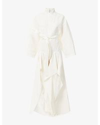Alaïa - Ruffle-Hem Belted Poplin Jumpsuit - Lyst