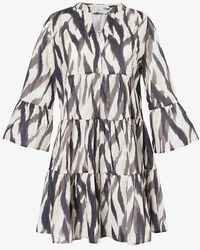 Devotion Twins - Doukisa Abstract-pattern Cotton Mini Dress - Lyst