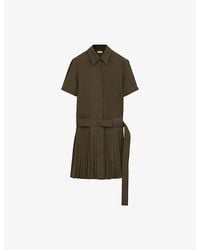Loewe - Pleated Short-Sleeve Cotton Blend Mini Dress - Lyst