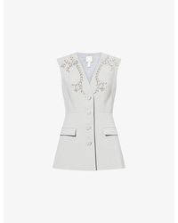 Huishan Zhang - Sigrid Jewel-Embellished Woven Waistcoat - Lyst