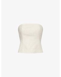 GOOD AMERICAN - Strapless Cropped Linen-Blend Top - Lyst