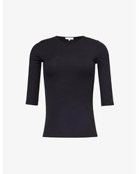 Vince - Ribbed Round-Neck Stretch-Woven Top - Lyst