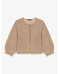 Maje - Metallic Rhinestone-Embellished Knitted Cardigan - Lyst