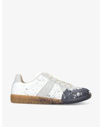 Maison Margiela - Replica Paint-splattered Leather Low-top Trainers - Lyst