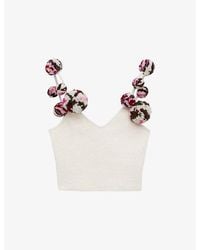 Loewe - X Paula's Ibiza V-Neck Pom-Pom Knitted Top - Lyst