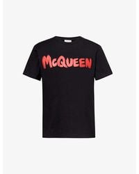 Alexander McQueen - Graffiti Logo-print Relaxed-fit Cotton-jersey T-shirt - Lyst