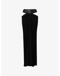 GRACE FAENA - The Birthday Leather-Waistband Silk-Jersey Maxi Skirt - Lyst