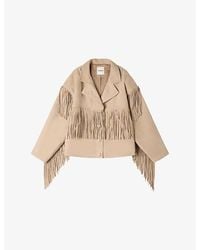Sandro - Oversized Fringed Suede Jacket - Lyst