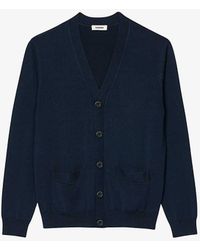 Sandro - V-neck Regular-fit Wool-blend Cardigan - Lyst