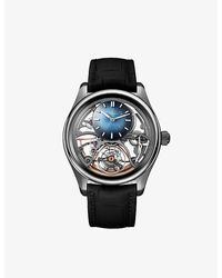 H. Moser & Cie. - 3811-1200 Pioneer Cylindrical Tourbillon Stainless-steel And Leather Automatic Watch - Lyst