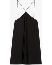 Claudie Pierlot - Pleated Cross-strap Woven Mini Dress - Lyst