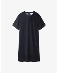 The White Company - Round-Neck Stretch-Velvet Mini T-Shirt Dress - Lyst