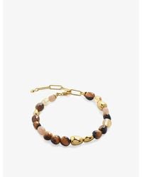 Monica Vinader - Rio 18Ct-Plated Vermeil Sterling- Tiger's Eye, Peach Moonstone And Citrine Beaded Bracelet - Lyst