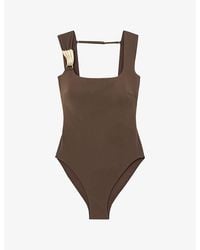 Reiss - Amelie Square-Neck Stretch-Woven Swimsuit - Lyst