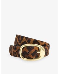 Whistles - Leopard-Print Hair-On Leather Belt - Lyst