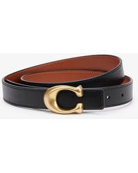 COACH Leather Signature Buckle Reversible Belt, 32mm in Black 