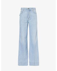 Bottega Veneta - Contrast-stitch Wide-leg Regular-fit Jeans - Lyst