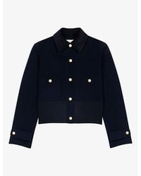 Maje - Button-Embellished Double-Faced Wool-Blend Jacket - Lyst