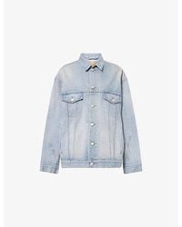 Balenciaga - Logo-Print Oversized Denim Jacket - Lyst