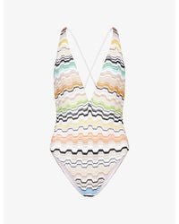 Missoni - V-Neck Cross-Back Knitted Swimsuit - Lyst