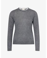 ME+EM - Barely There Contrast Trim Merino Wool And Cashmere Jumper - Lyst