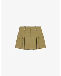 Maje - Box-pleated Flap-pockets Stretch Cotton-blend Mini Skirt - Lyst
