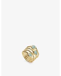Monica Vinader - Mv Siren Cluster Stacked 18Ct-Plated Vermeil And Aquamarine Cocktail Ring - Lyst