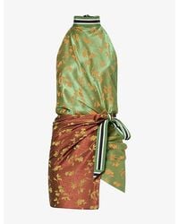 Dries Van Noten - Panelled Halter Wrap Woven Top - Lyst
