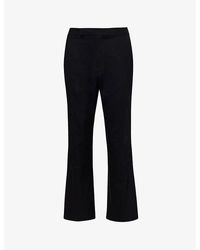 Maria McManus - Cropped Pressed-crease Straight-leg High-rise Stretch-wool Trousers - Lyst