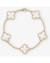 Van Cleef & Arpels - Yellow Gold Vintage Alhambra And Mother-of-pearl Bracelet - Lyst