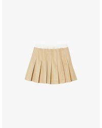 Sandro - Pleated Contrast-trim Cotton-blend Mini Skirt - Lyst
