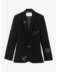 Zadig & Voltaire - Valse Rhinestone-Embellished Stretch-Woven Blazer - Lyst