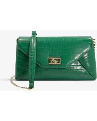 Dune Elissia Croc-embossed Envelope Faux-leather Clutch Bag - Green