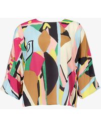 Weekend by Maxmara - Pomposa Abstract-pattern Silk-crepe Blouse - Lyst