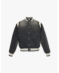 Rhude - Lighting Contrast-Patch Leather And Denim Bomber Jacket - Lyst