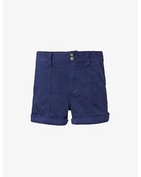 PAIGE - Brooklyn Brand-patch Stretch-denim Shorts - Lyst
