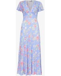 RIXO London - Florida Floral-print Woven Midi Dress - Lyst