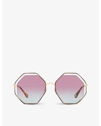 Chloé - Ch0046s Hexagonal-framed Metal Sunglasses - Lyst