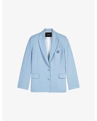 Maje - Brooch Double-Breasted Stretch-Woven Blazer - Lyst