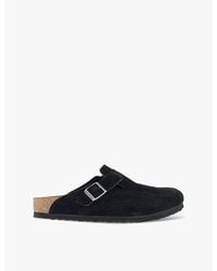 Birkenstock - Boston Logo-Embossed Suede Clogs - Lyst