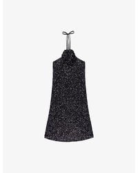 Ro&zo - Mimi Sequin Halter-Neck Woven Mini Dress - Lyst