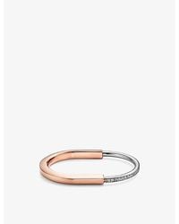 Tiffany & Co. - Lock 18Ct Rose And- And 1.08Ct Diamond Bangle Bracelet - Lyst