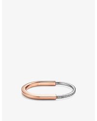 Tiffany & Co. - Lock 18ct Rose And White-gold And 1.08ct Diamond Bangle Bracelet Xx - Lyst