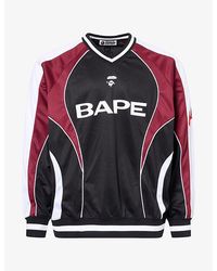 A Bathing Ape - Bape Soccer Logo Warm Up Long-Sleeve Mesh T-Shirt - Lyst